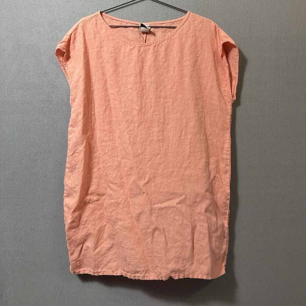 Match Point Long Line Linen Tunic Women's Large Lagenlook Beach Coastal Artsy